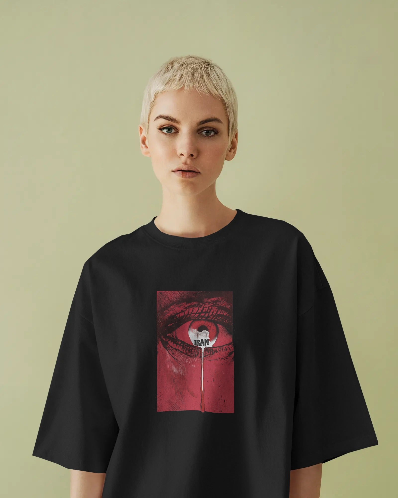 Iran Crying Eye Map T-Shirt | Women Oversized
