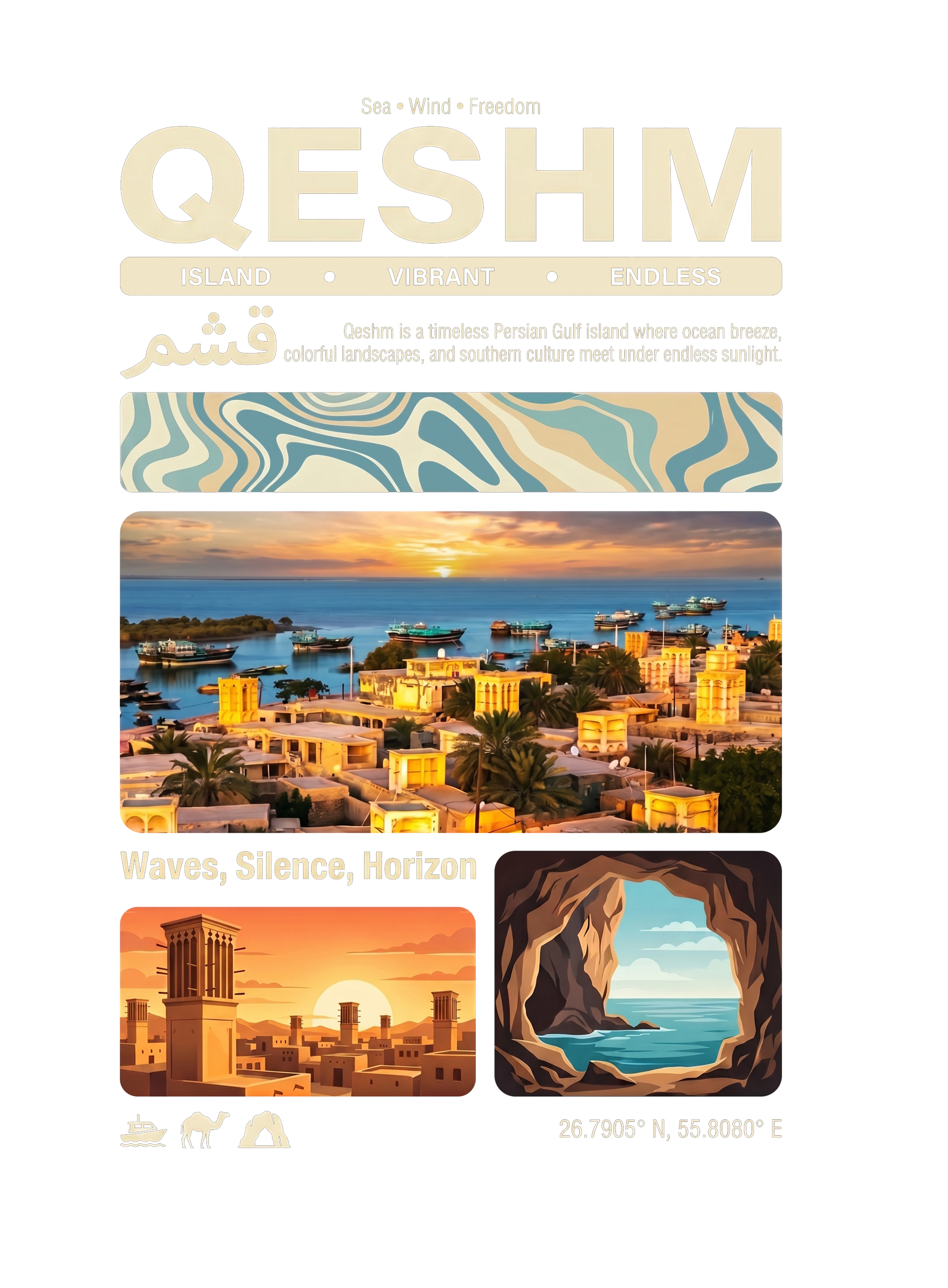Qeshm Island Summer Sleeveless – Persian Travel Poster Design