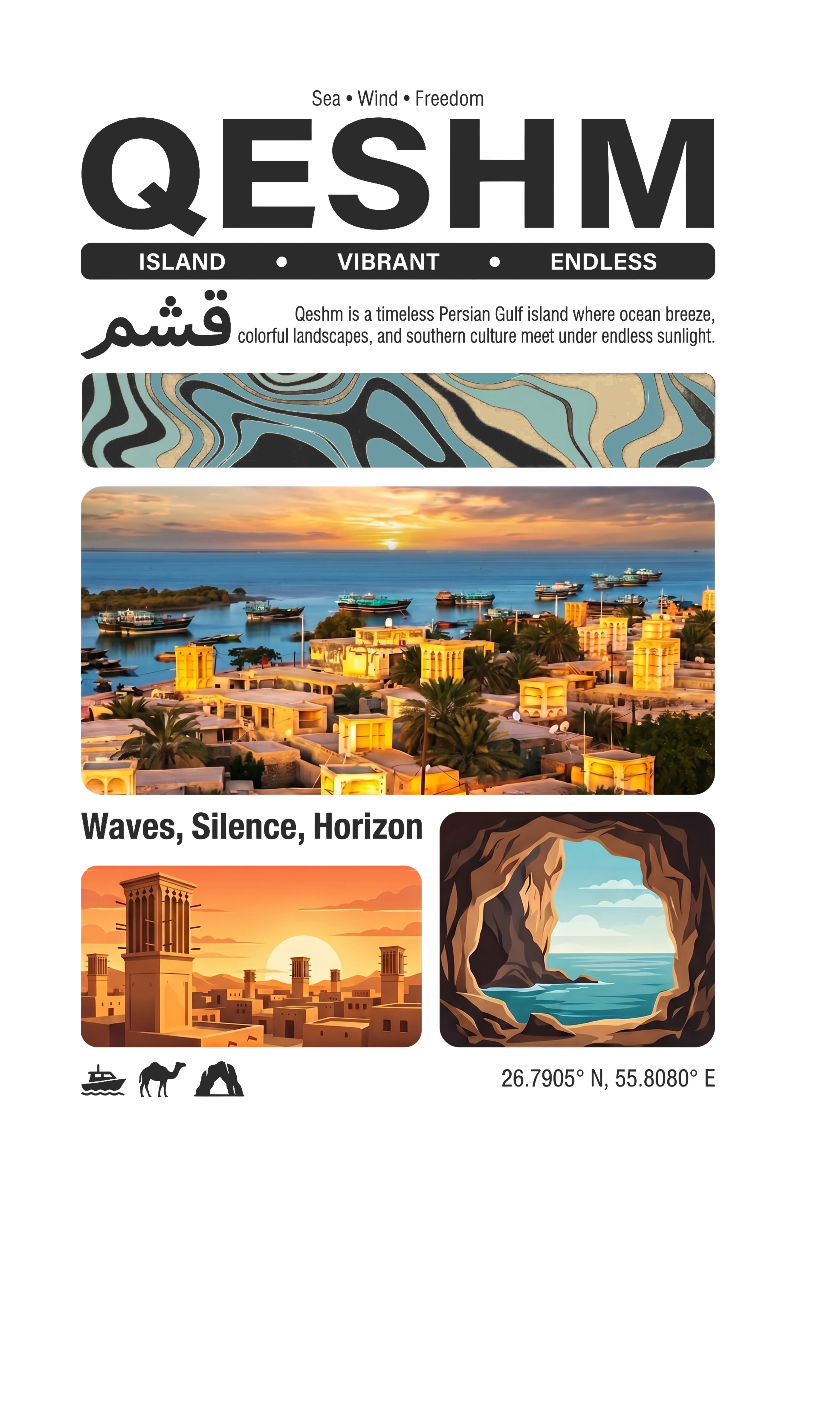 Qeshm Island Summer Sleeveless – Persian Travel Poster Design