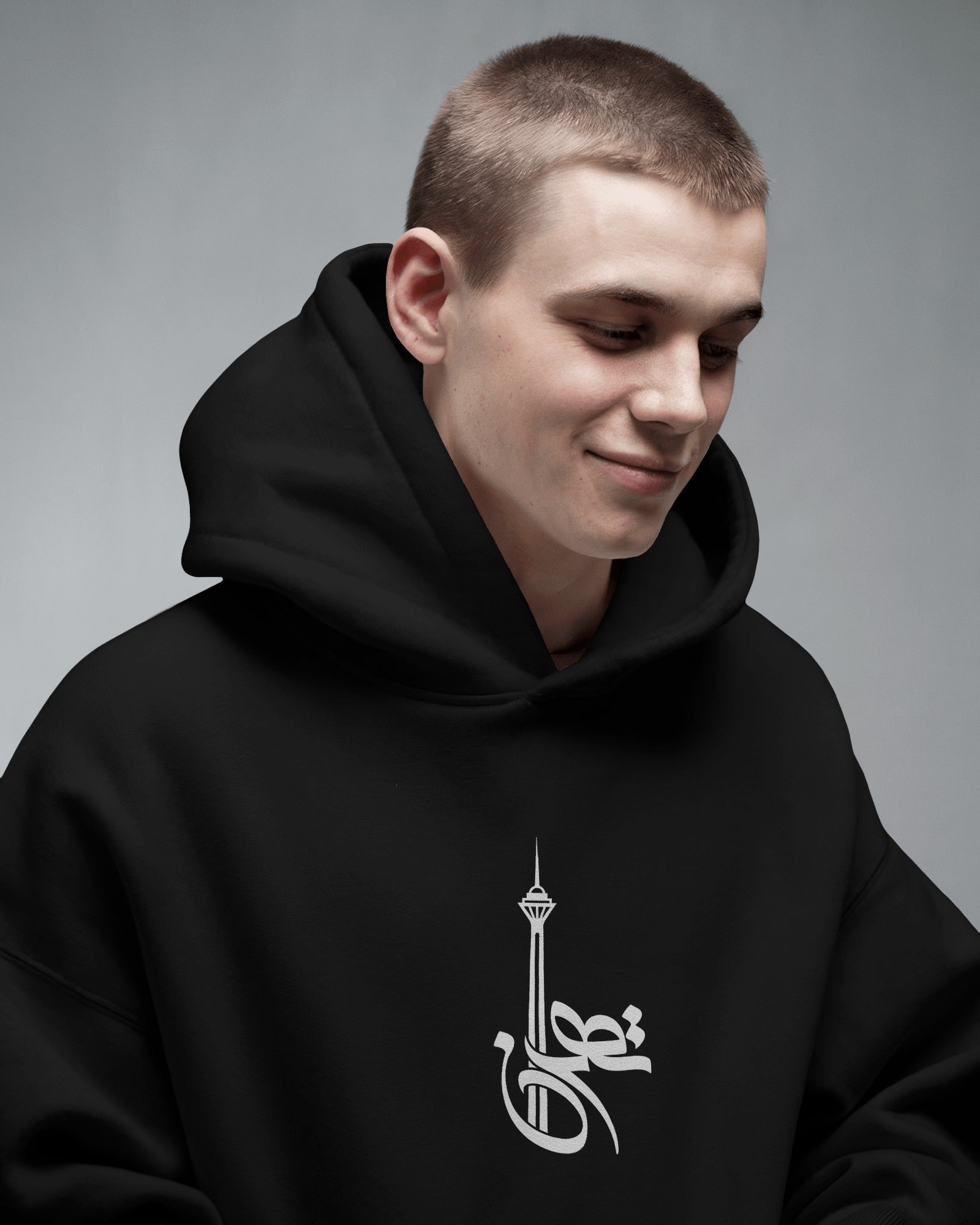 Tehran Typography Hoodie | Milad Tower Design | Minimal Iranian Streetwear