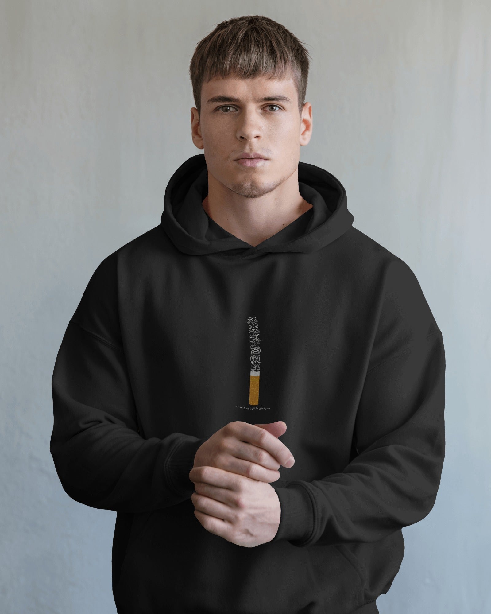 Persian Typography Cigarette Hoodie | Minimal Iranian Streetwear | Graphic Design