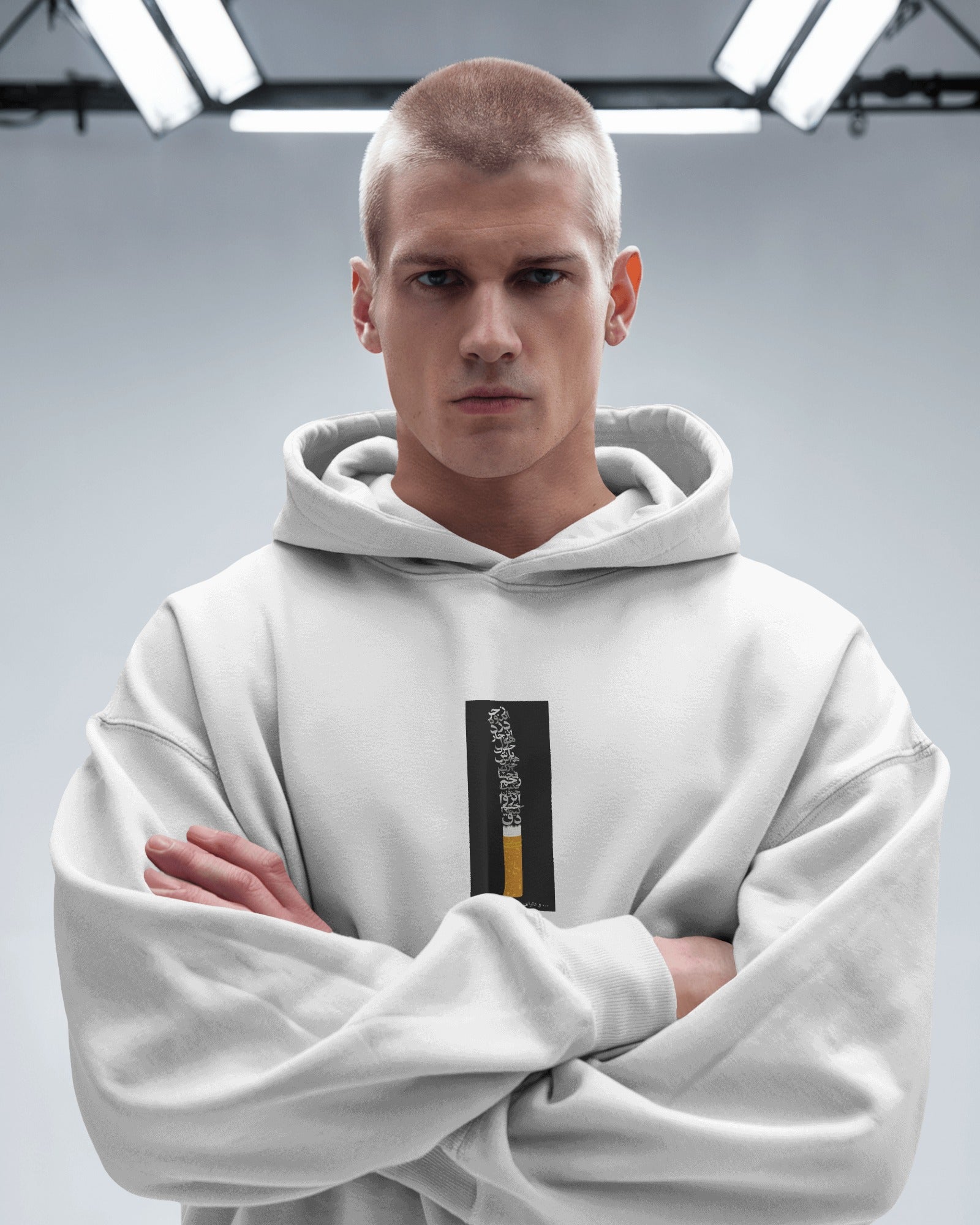 Persian Typography Cigarette Hoodie | Minimal Iranian Streetwear | Graphic Design