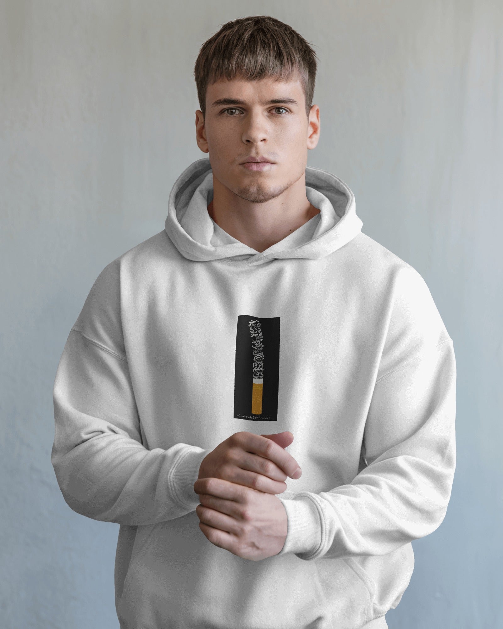 Persian Typography Cigarette Hoodie | Minimal Iranian Streetwear | Graphic Design