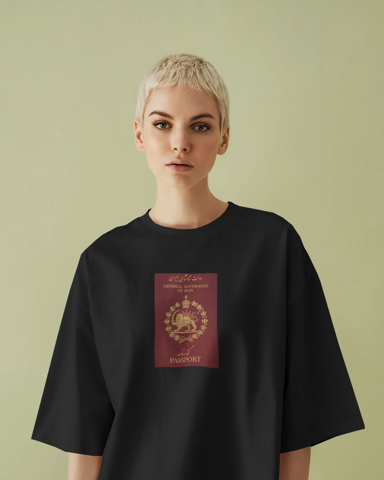 Iran Vintage Passport Lion & Sun T-Shirt | Women Oversized