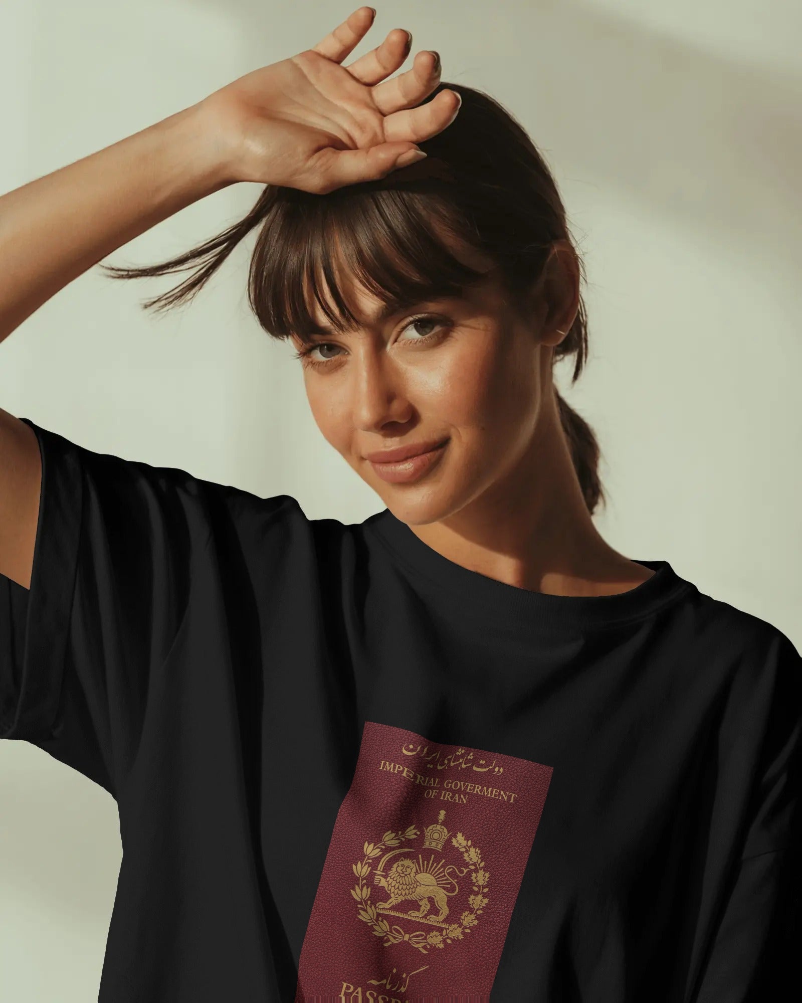 Iran Vintage Passport Lion & Sun T-Shirt | Women Oversized