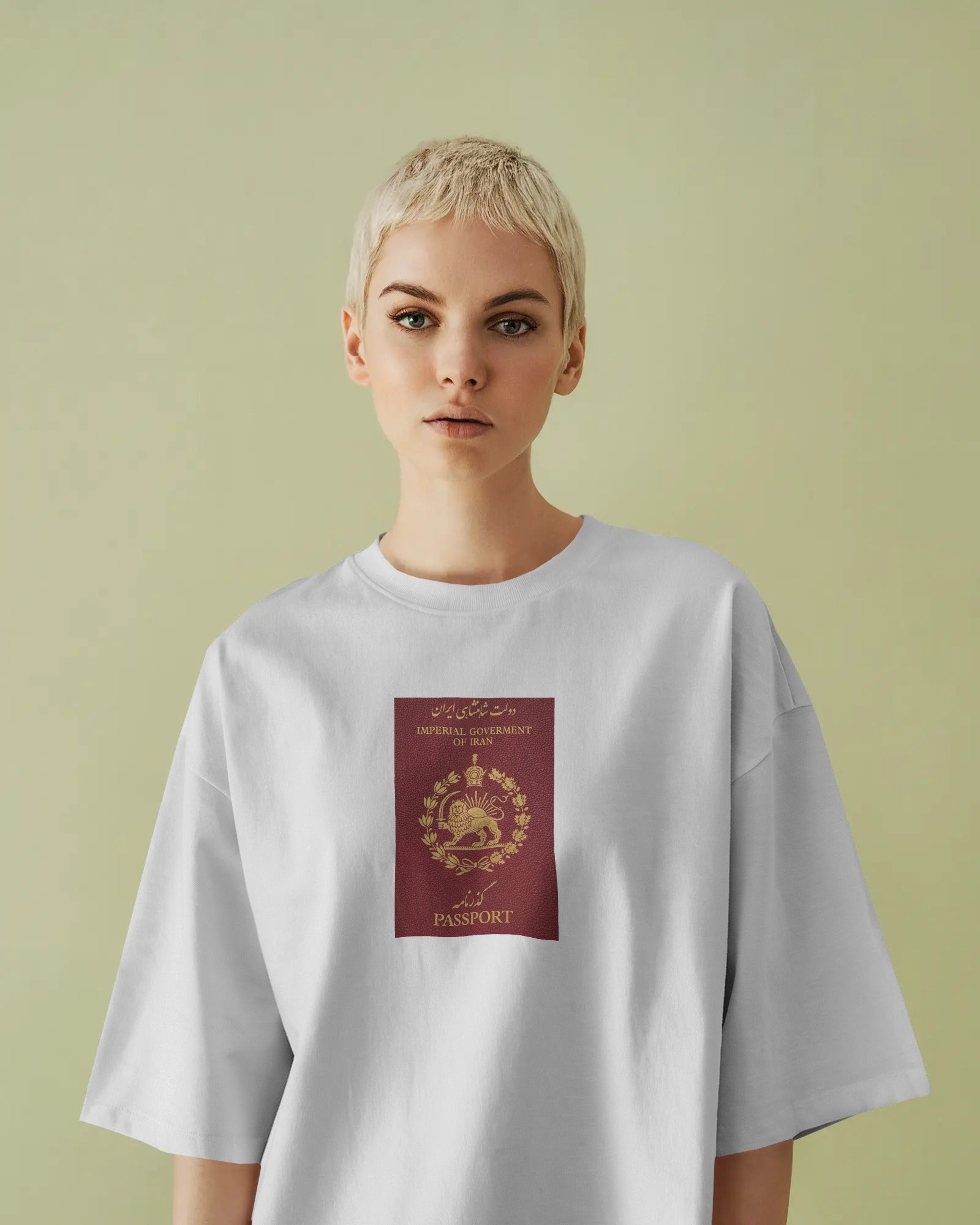 Iran Vintage Passport Lion & Sun T-Shirt | Women Oversized