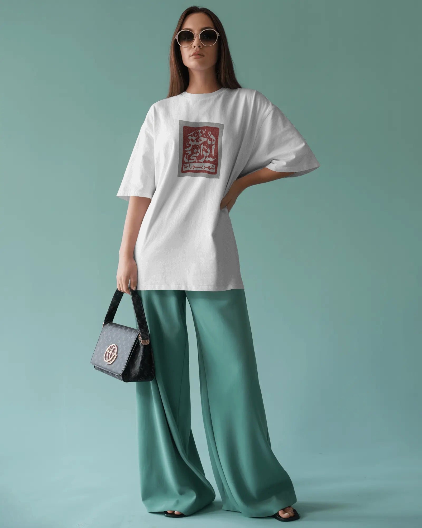 Iranian Girl Calligraphy Oversized T-Shirt | Custom Birth Date