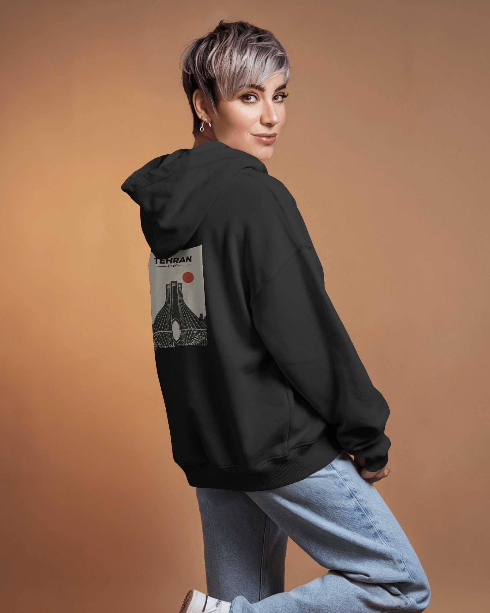 Tehran Azadi Tower (Oversized Hoodie) | Persian City Minimal Design