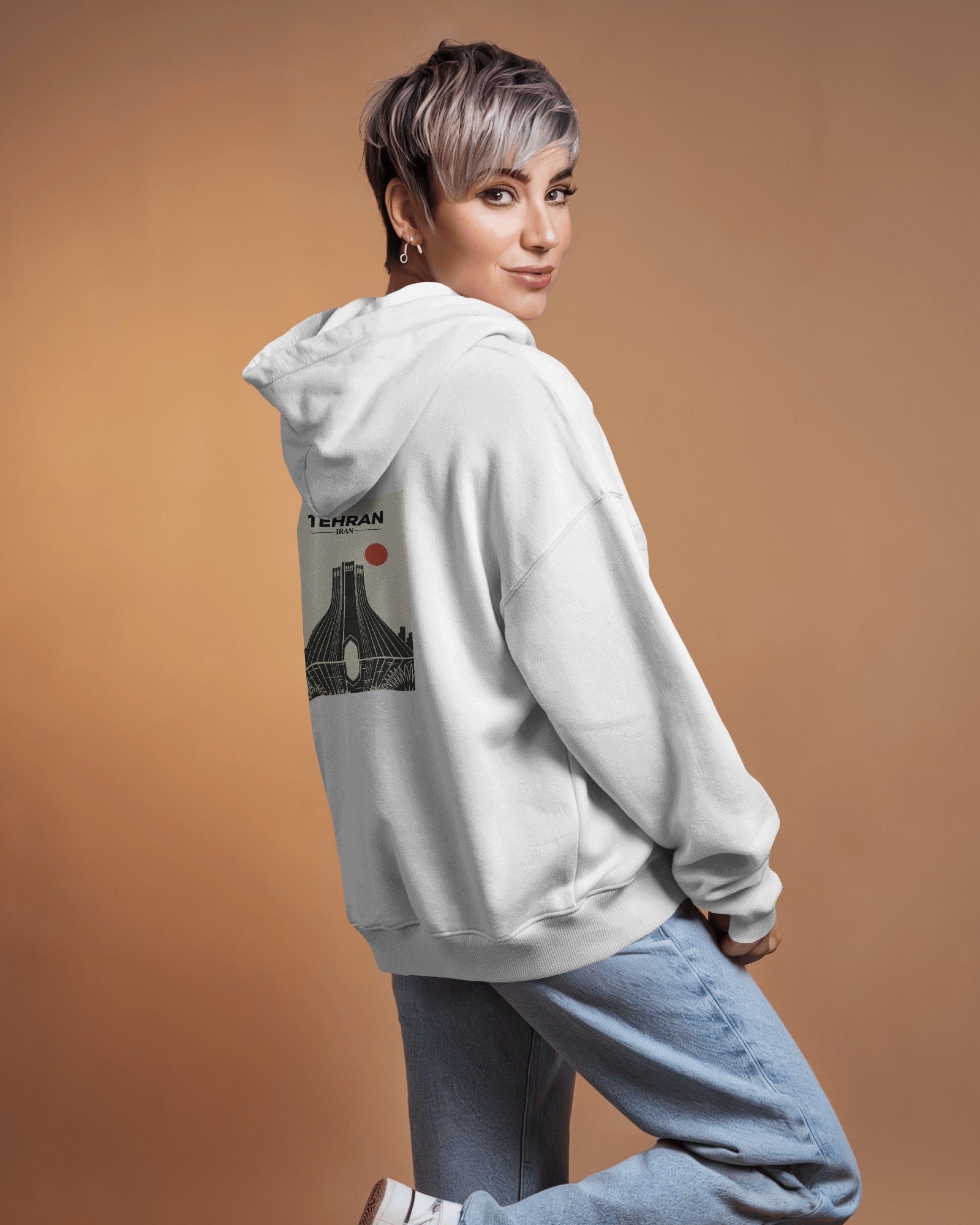 Tehran Azadi Tower (Oversized Hoodie) | Persian City Minimal Design