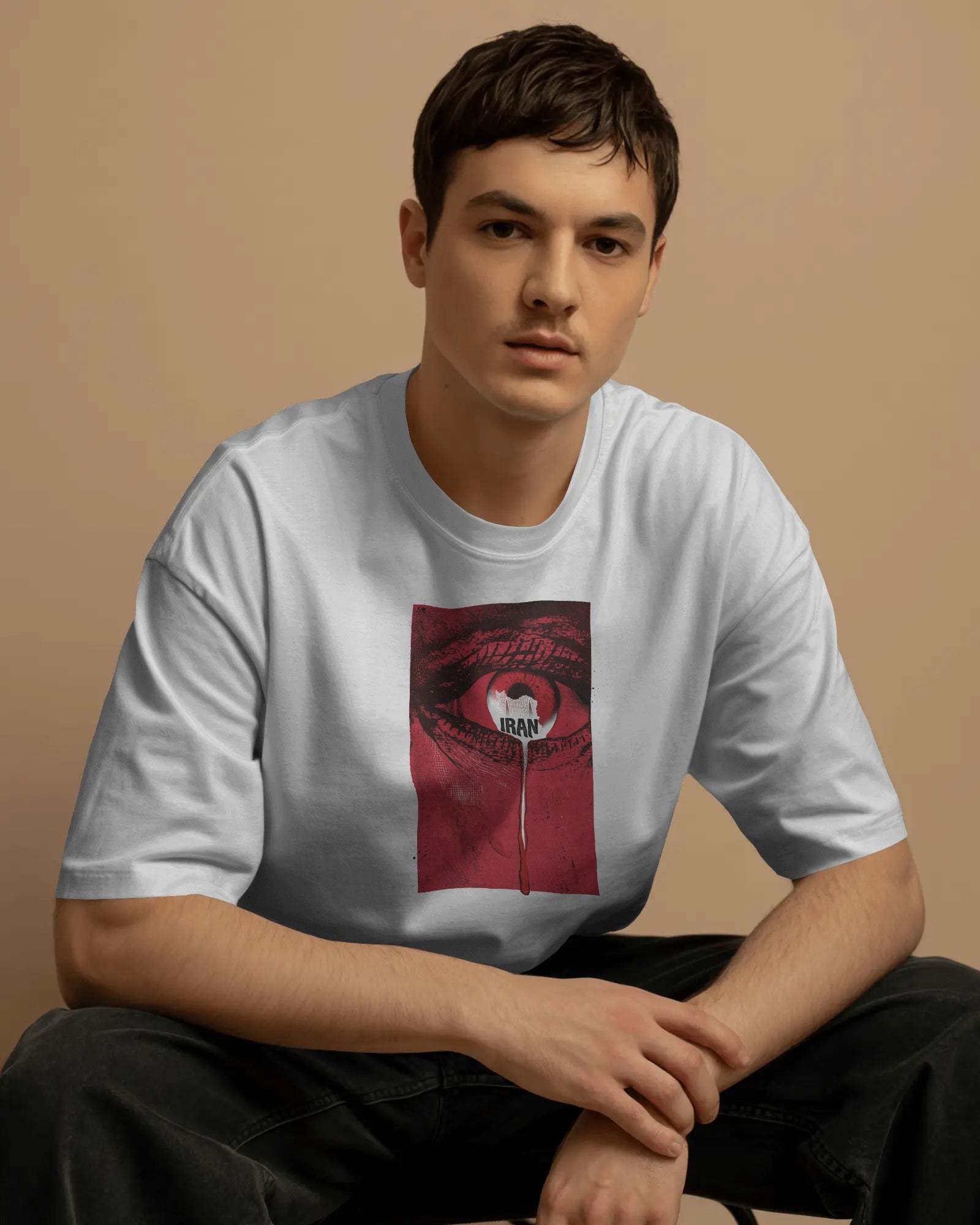 Crying Eye Iran Graphic T-Shirt | Emotional Streetwear | FaraDesign