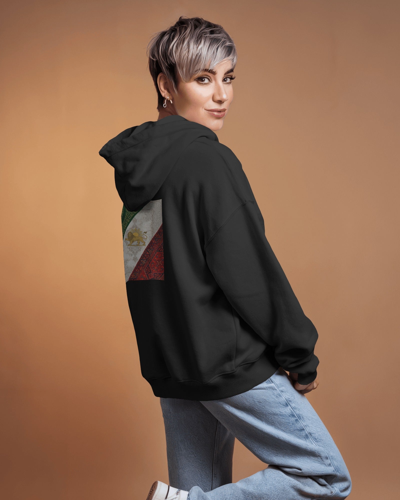 Lion & Sun Oversized Hoodie – Persian Flag Design