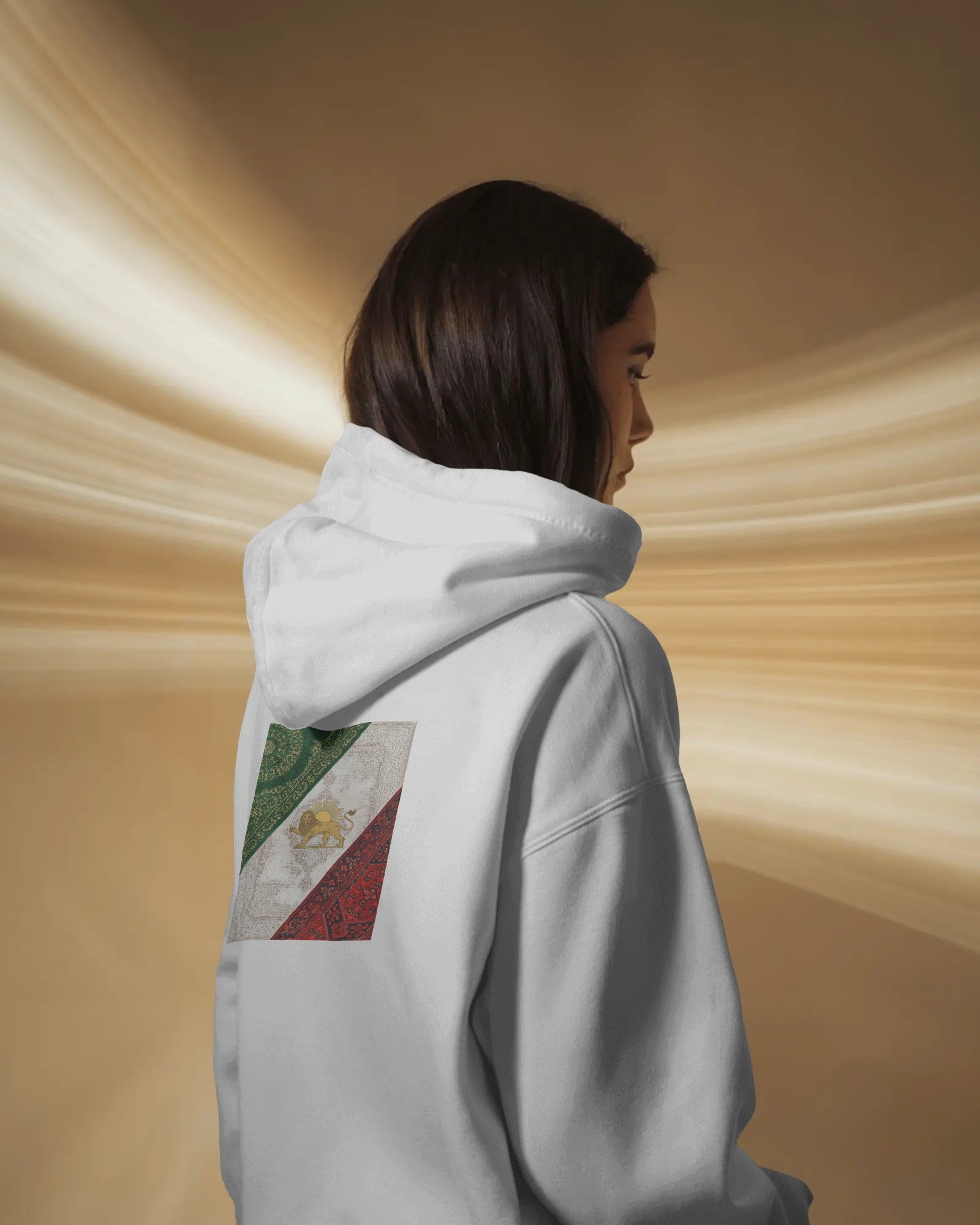 Lion & Sun Oversized Hoodie – Persian Flag Design