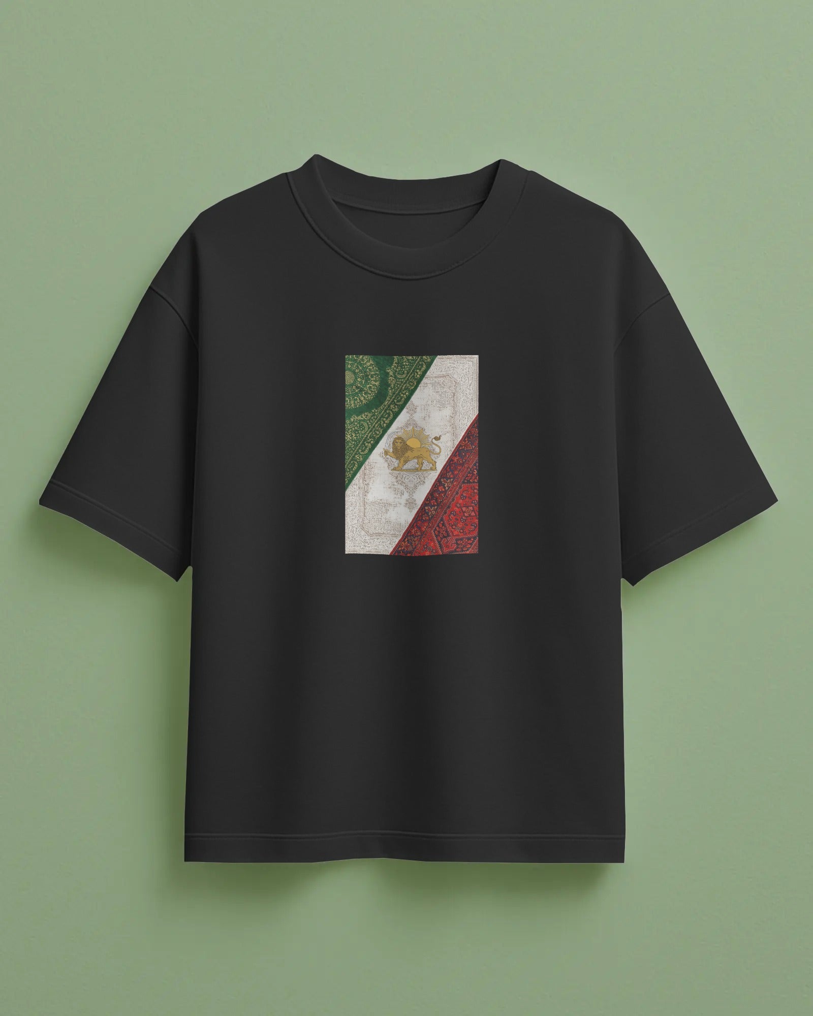 Lion & Sun Iran Flag Oversized T-Shirt | Persian Heritage Design