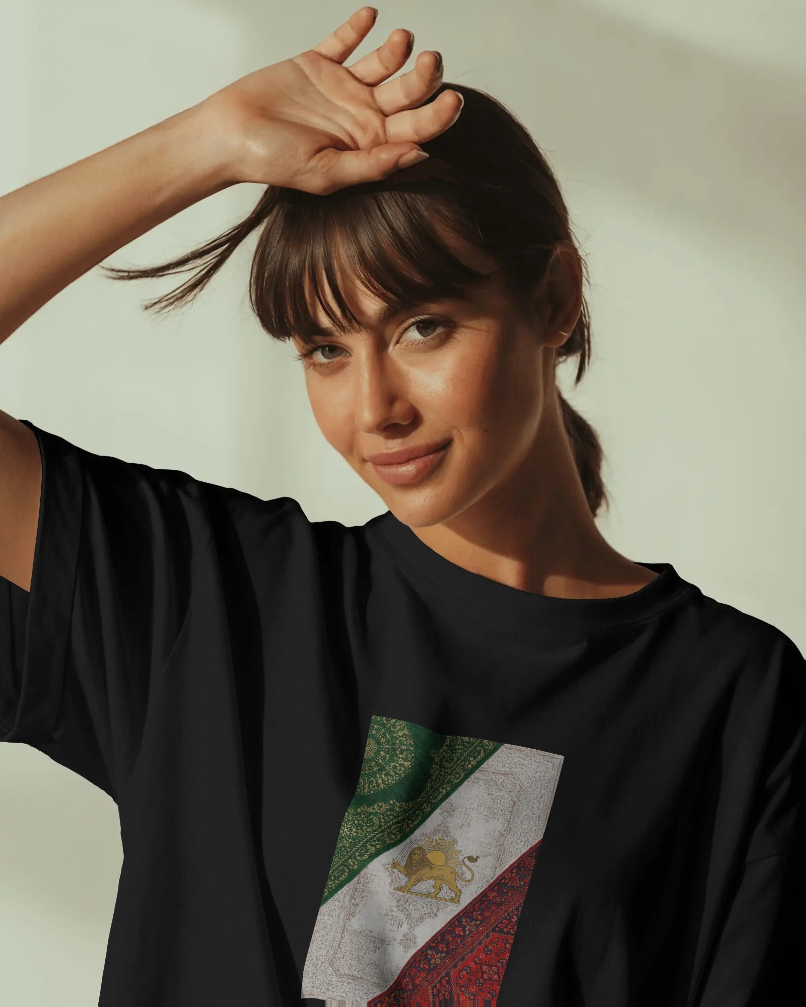 Lion & Sun Iran Flag Oversized T-Shirt | Persian Heritage Design