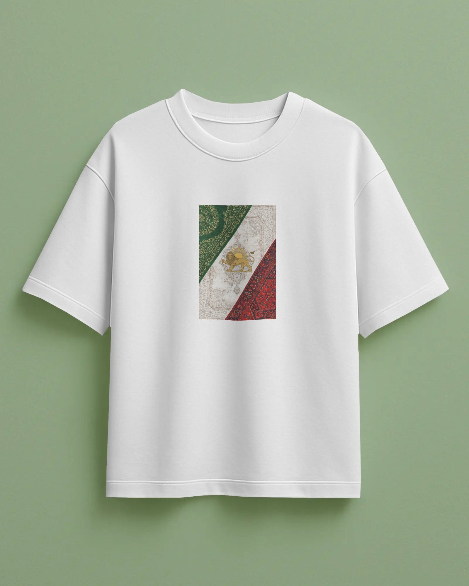 Lion & Sun Iran Flag Oversized T-Shirt | Persian Heritage Design