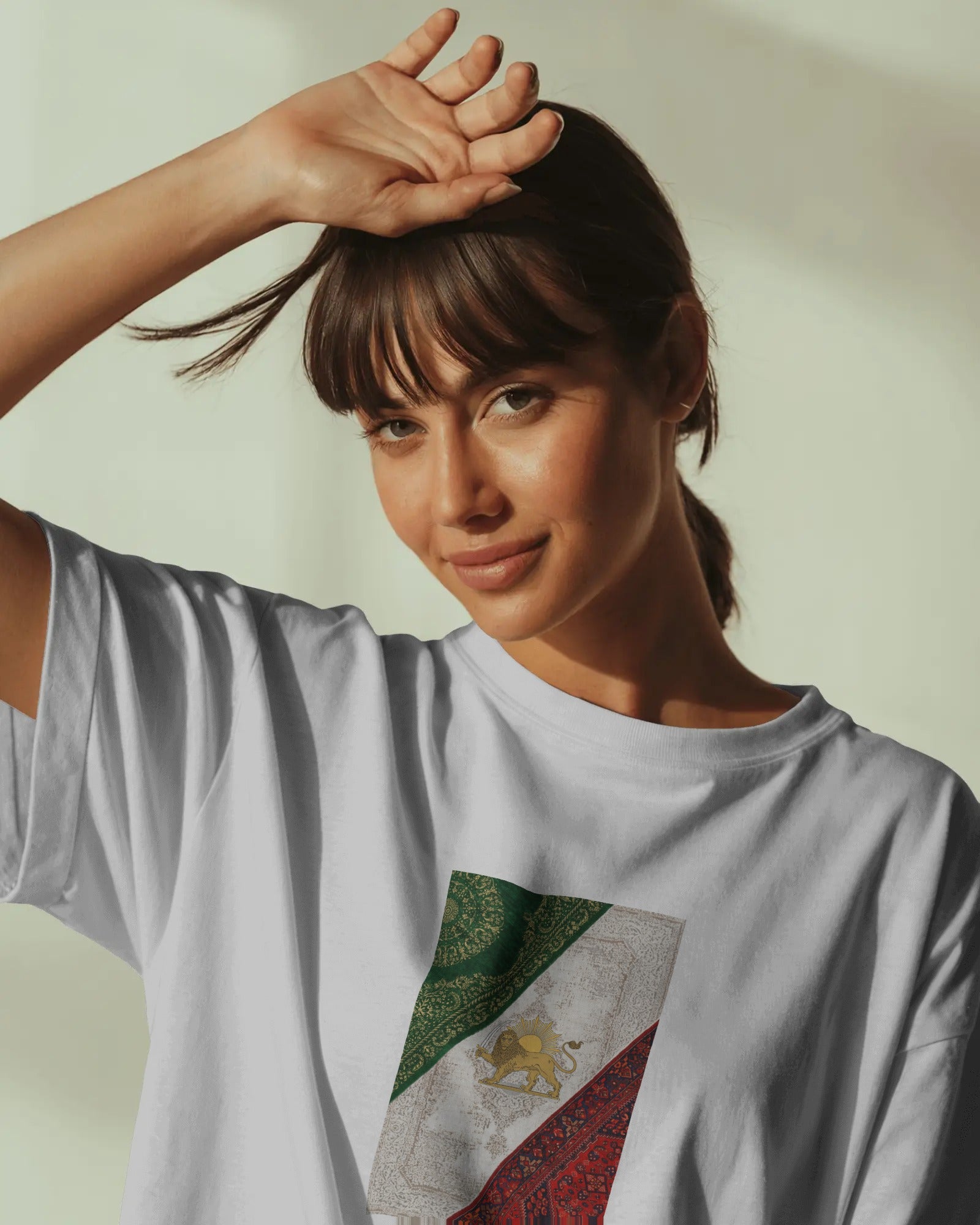 Lion & Sun Iran Flag Oversized T-Shirt | Persian Heritage Design