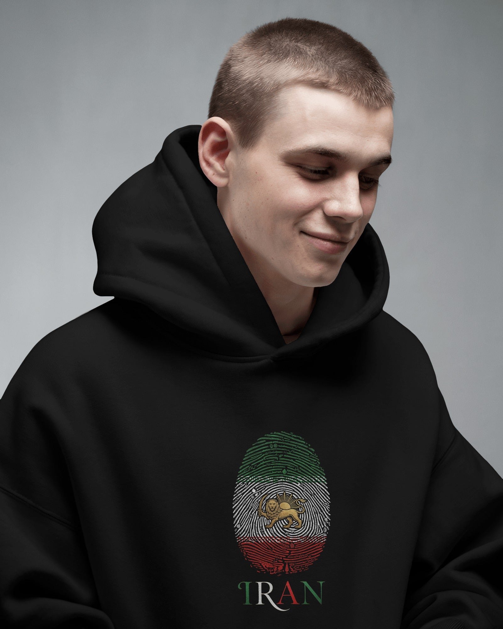 Lion & Sun Iran Flag Fingerprint Hoodie | Persian Identity Design | Iran Pride