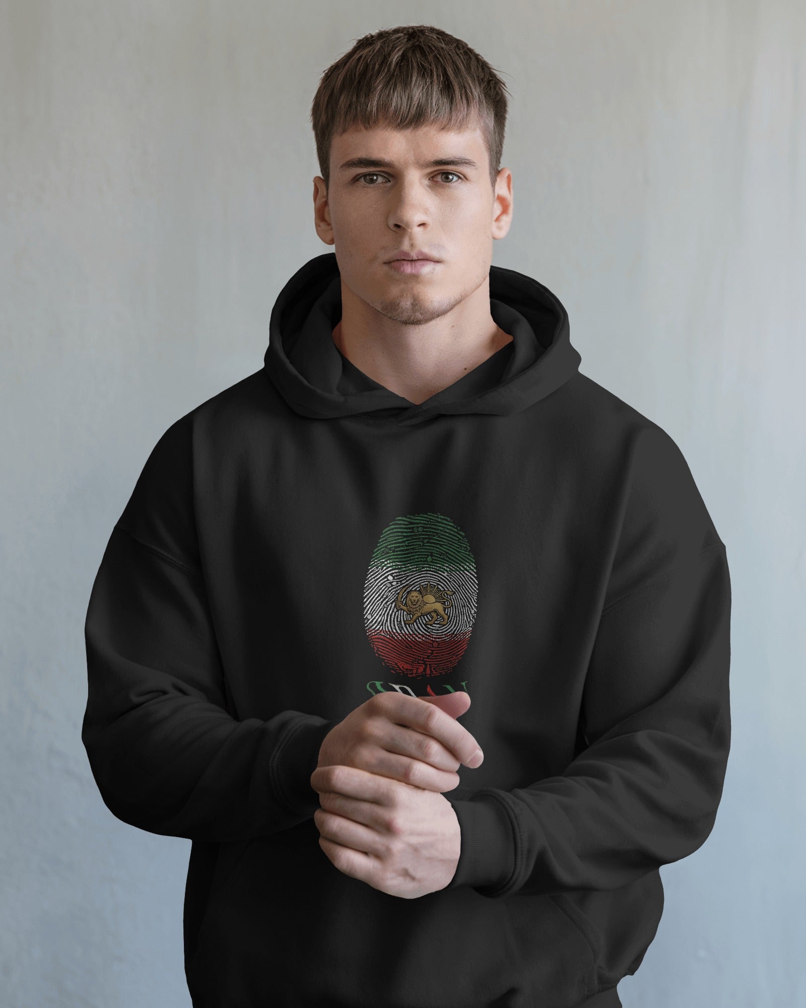 Lion & Sun Iran Flag Fingerprint Hoodie | Persian Identity Design | Iran Pride