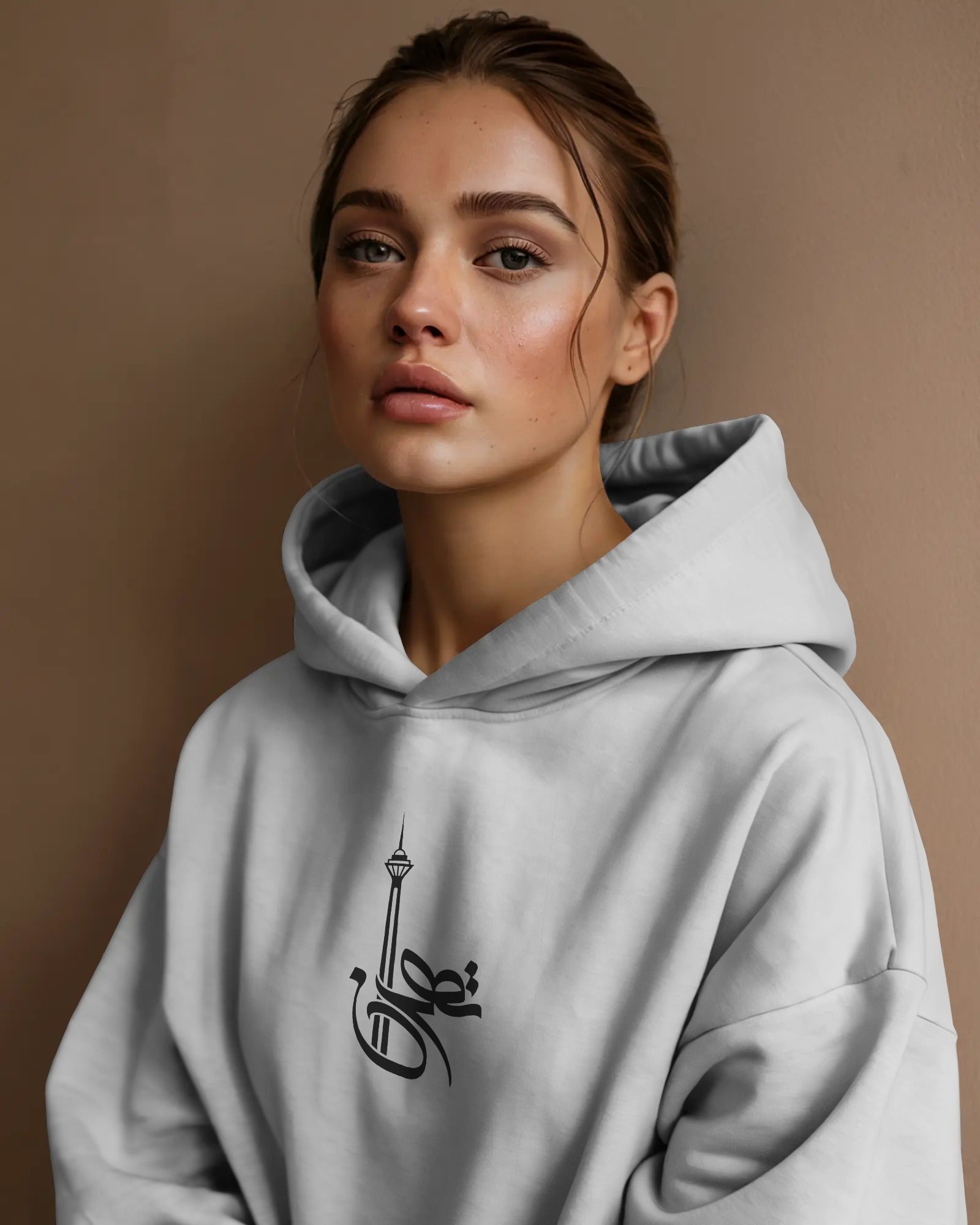 Tehran Oversized Hoodie | Milad Tower Calligraphy Design