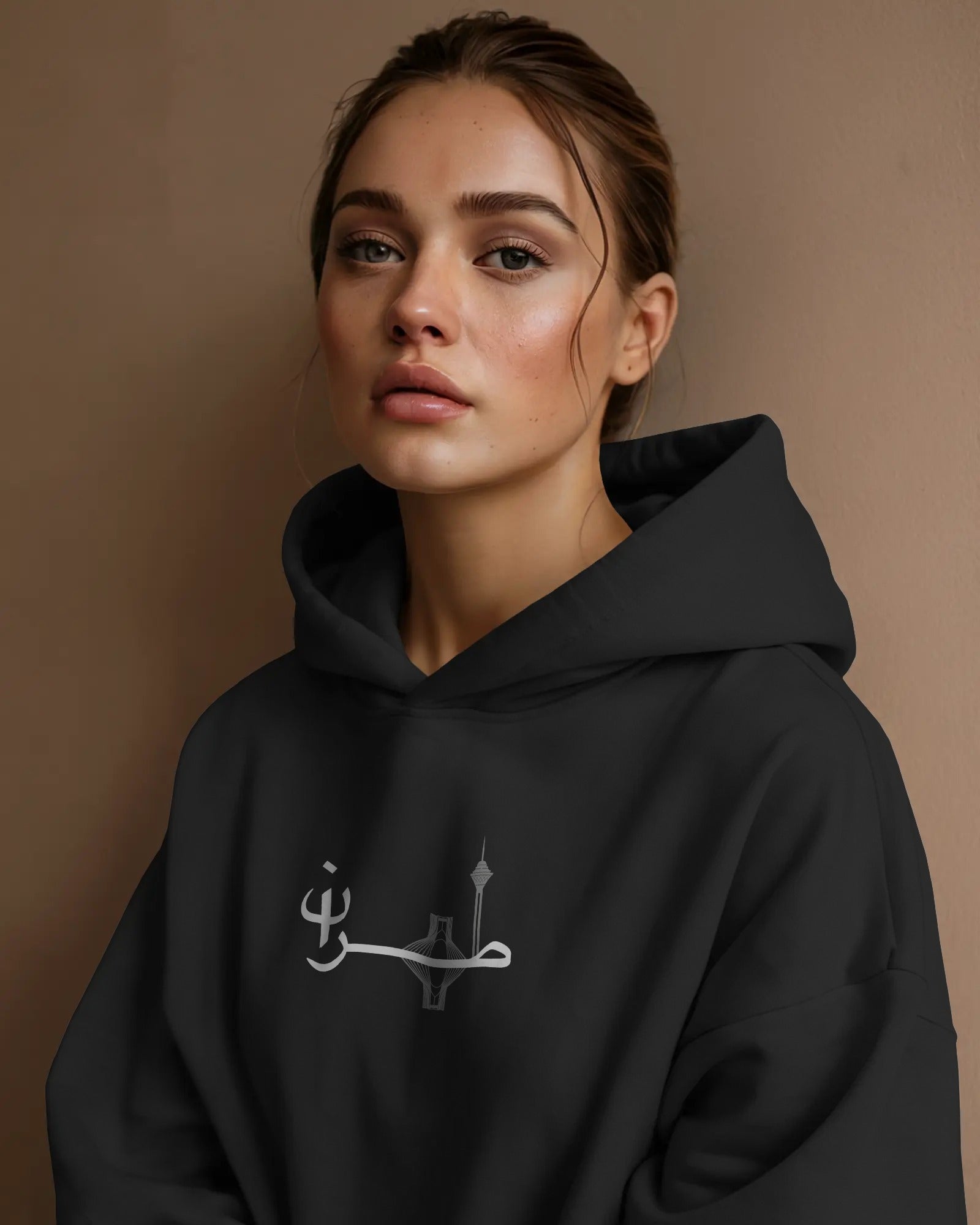 Tehran Oversized Hoodie | Tehran Landmarks Calligraphy Design